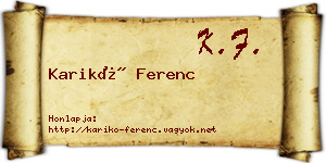 Karikó Ferenc névjegykártya