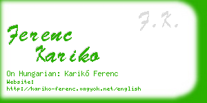 ferenc kariko business card